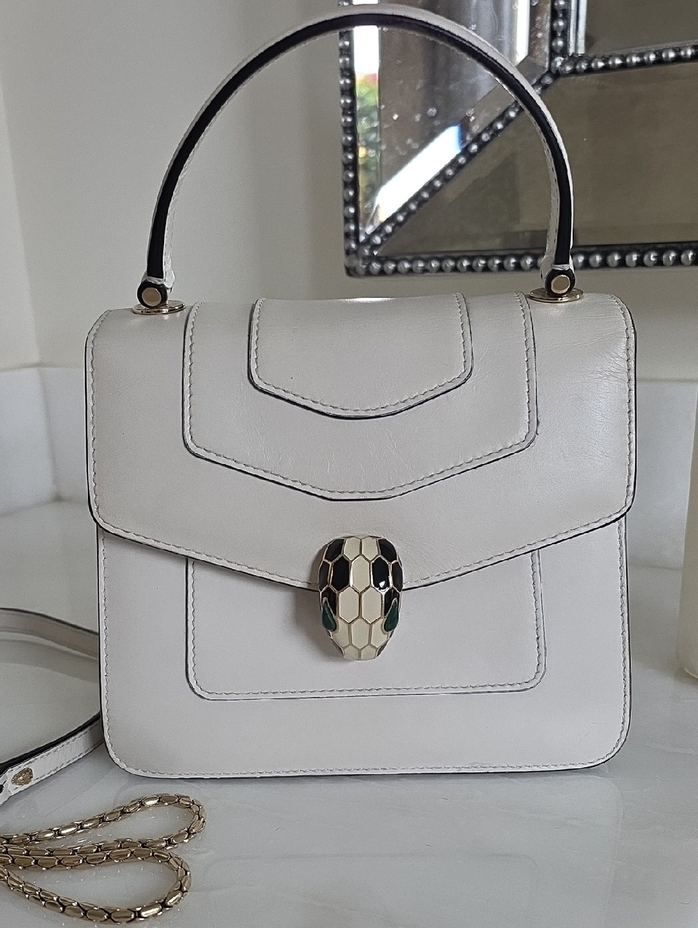 Bvlgari Serpenti Pre-Loved Bag-White